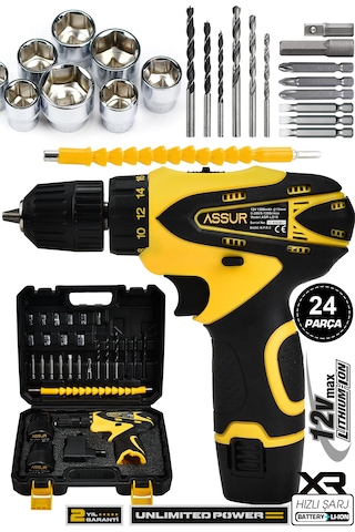 Assur ASR059-02-02 12V Çift Akülü Vidalama Sarı