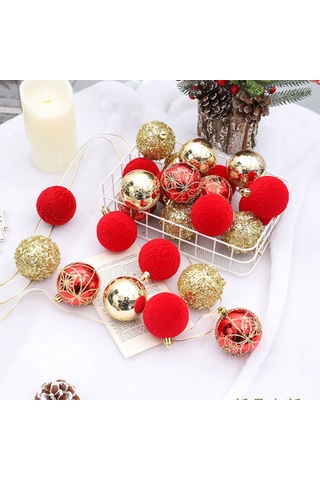 Vkemall 25 Adet 6cm Boyalı Noel Topu Seti - Noel Ağacı Süsleri, Şampanya Altın + Beyaz Renkli, Festivite Atmosferi Oluşturucu