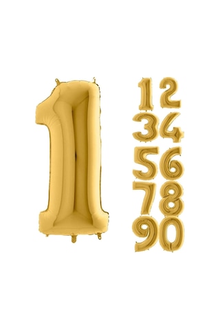 1 Yaş Rakam Folyo Balon Gold 100 CM .Doğum Günü. Yaşgünü. Parti.
