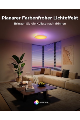 Govee Tavan Lambası Rgbıc 48,5w, Akıllı Led Tavan Işığı 4300lm Matter, Alexa Ve Google Assistant İle Uyumlu, Tavan Lambası Led Ø38cm Lamba Oturma Odası Yatak Odası İçin Arkadan Aydınlatmalı Kısılabilir Siyah