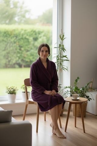 Lumor Şal Yaka Wellsoft Peluş Yumuşak Sabahlık Mor Mor