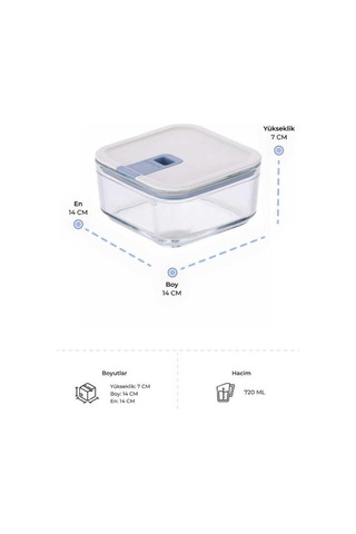Neoflam Perfect Seal Kare Cam Saklama Kabı 720 ML Beyaz