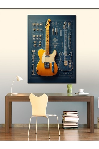 Kanvas Tablo Gitar Tasarımı Ve Teknik Çizim 70cmx100cm