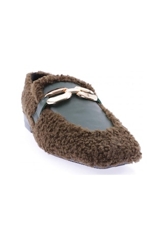 Dgn 5270-424 Metal Tokali Peluş Kadin Oxford Ayakkabi Yeşil Peluş