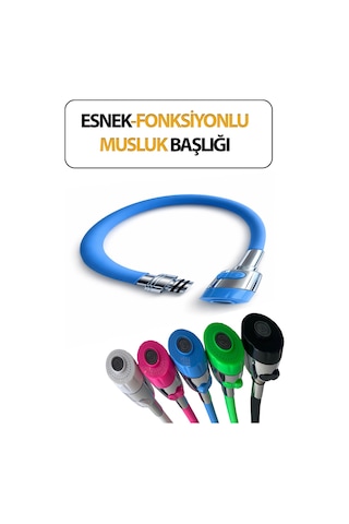 Oynar Başlıklı Spiral Esnek 2 Fonksiyonlu Lavabo & Mutfak Musluk Ucu Mavi Renkli Musluk Başlığı