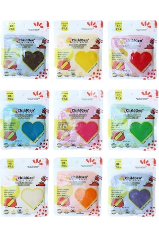 Childgen Doğal Oyun Hamuru 9 Lu - Doğarl Kinetik Kum 1 Kg Naturel Çok Renkli