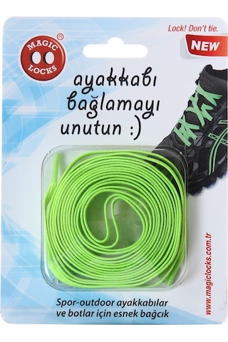 Magic Locks Akılı Elastik Yassı Bağcık-Neon Sarı Neon Sarı