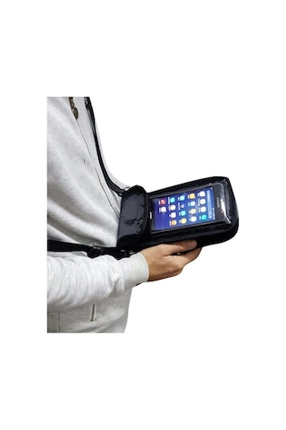 Motosiklet Kurye Pos Cihazı Taşıma Çantası Telefon Kılıflı Su Geç Siyah