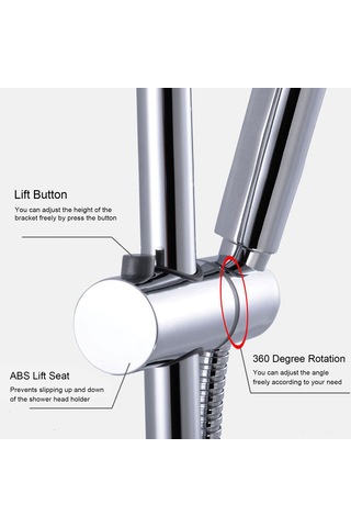 Qingmipy 25mm Boru Çaplı Tuşlu Ayarlanabilir Duş Şefafı Konum Ayar Cihazı - 360 Döner, Yükseklik Regülasyonlu, Dayanıklı Chrome Banyo Braketi Diğer