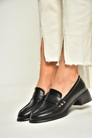 Fox Shoes T820100309 Siyah Günlük Loofer Kadın Ayakkabı Siyah
