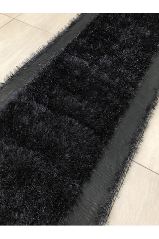Saray Halı Simli Deri 80X300 Siyah Derili Simli Yolluk 3 Metre !