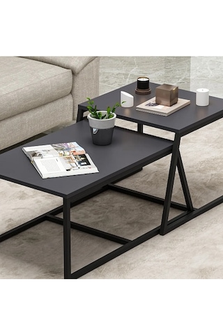 Orta Sehpa Max Metal Ayak Antrasit 2'li