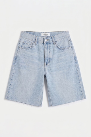 Itsbasic Kadın Ice 4s6-3 Midi Boy %100 Koton Relax Fit Denim Şort Ice Rengi