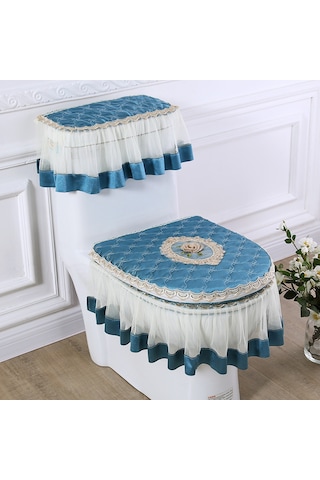 Hangfox Dokuma Üçlü Tuvalet Kılıfı Seti - Toz Koruyucu, Dayanıklı Ve Şık Tasarım Yüksek Kaliteli Dokuma Mavi Diğer