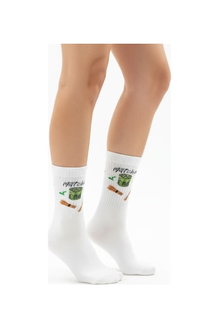 Gost Liria -macha Socks Desenli Unisex Ekru Soket Çorap Ekru