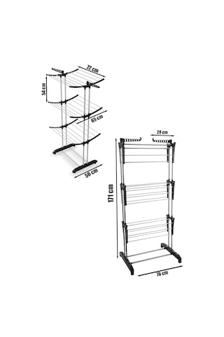 Perilla Flyby 3 Katlı Katlanabilir Alüminyum Çamaşır Kurutmalık Beyaz