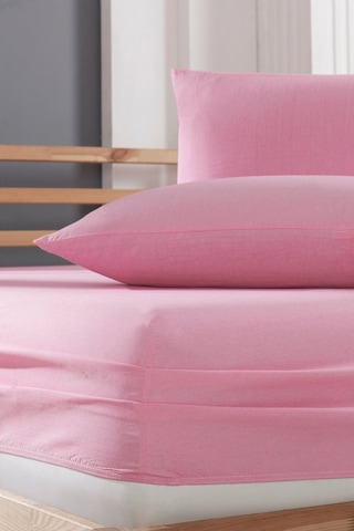 Valezium Tek Kişilik Akfil Kumaş Lastikli Fıtted Yastıklı Çarşaf Seti 90x200 Pembe Pembe