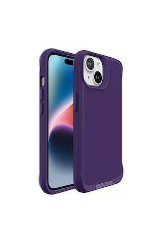 Bix iPhone Uyumlu 14 Plus / 15 Plus Vortex Magsafe Kılıf Stand Özellikli 3x Korumalı Mikro Fiber İç Yüzey Koyu Mor