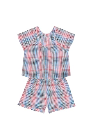 Denokids Pembe Günbatımı Kısa Kollu Bluz Şort Set