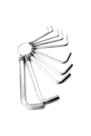 Zhltools 10 Parça Çelik Alyan Seti Kısa Düz Köşe Alyan Anahtar Takımı