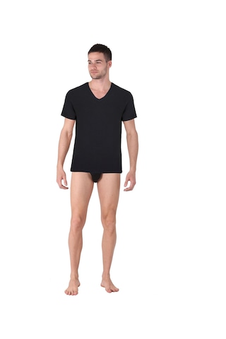 Thermoform Bambu Erkek V Yaka Tişört Kısa Kollu Fanila Atlet Ve Slip Külot Seti Siyah Çok Renkli