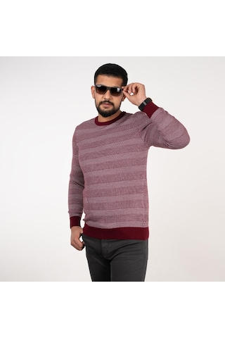 San&Fa Triko Erkek Sıfır Yaka Desenli Slimfit Kazak
