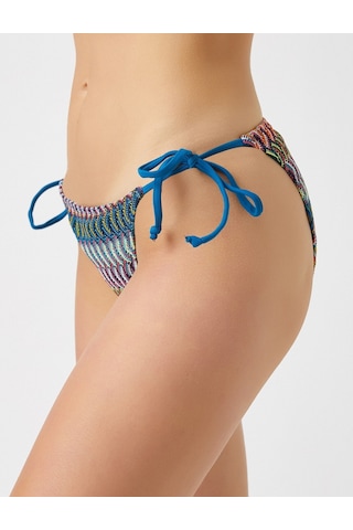 Koton Düşük Bel Dantelli Bikini Altı Mavi Desenli 0yak88937bm Mavi