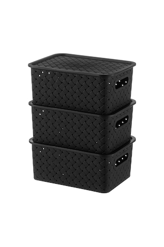 El Casa Kapaklı Saklama Sepeti 3 Adet, 3 L 59285445 Siyah