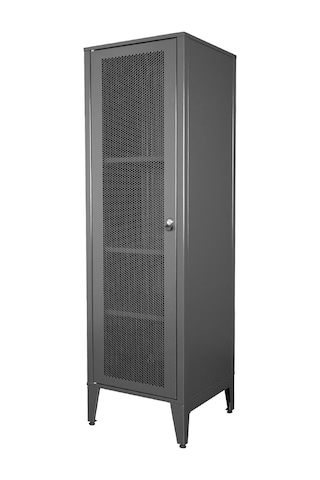 Alfafonet Ziglat 1550 Serisi Kilitli Metal Home Office Dolabı %70 Perfore Kapaklı Antrasit Gri 450x1500x450 Mm