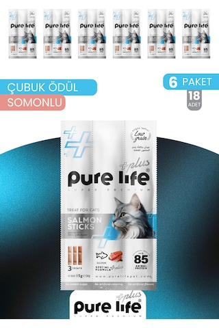 Purelife Plus Stick Somonlu Kedi Ödül Çubukları 6 x 15 G
