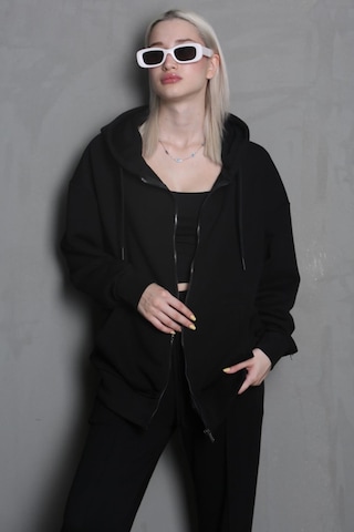 Siyah Kapüşonlu Basic Sweatshirt Mg1900