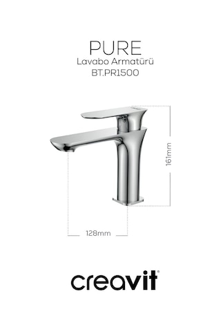 Creavit Pure Lavabo Banyo Eviye Bataryası 3'lü Set PR1500-PR2500-PR8501 Krom