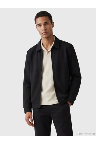 Lcw Vision Siyah Polo Yaka Erkek Fermuarlı Sweatshirt