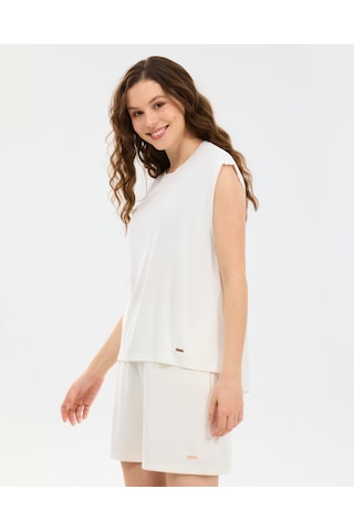 Skechers W Soft Touch Loose Fit T-shirt Kadın Beyaz Tshirt S2610047-3855
