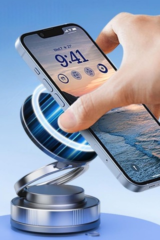 Buffer Vakumlu Manyetik Telefon Tutucu Güçlü Vakum 360 Döner Araç İçi Telefon Standı, Ultra Sabit Manyet 1