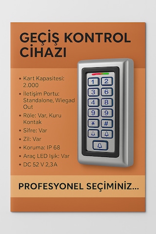 Kartlı Şifreli Kart Okuyucu Metal Proximitiy Dış Ortam