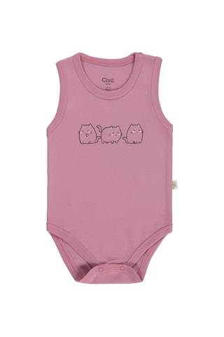 Civil Baby Kedi Empirmeli 3 Lü 0-36 Ay Çıtçıtlı Badi - Beyaz