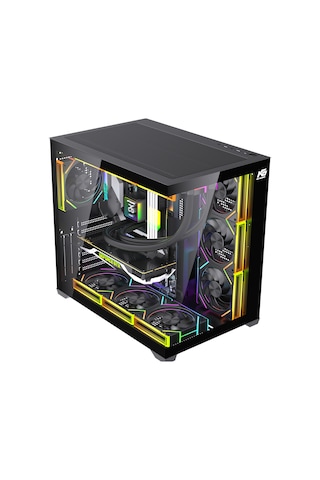 Alpha Neon 7x Argb Fan Kumanda Ve Kontrolcü Atx Boş Bilgisayar Kasası Siyah