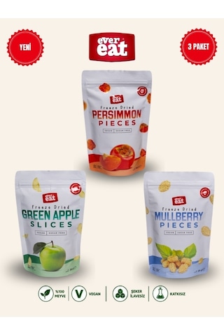 Evereat Cennet Hurması-elma-dut Freeze Dry Meyve Cipsi 3'lü Paket Doğal Atıştırmalık 1 Adet Evereat Cennet Hurması-elma-dut Freeze Dry Meyve Cipsi 3'lü Paket Doğal Atıştırmalık 1 Adet