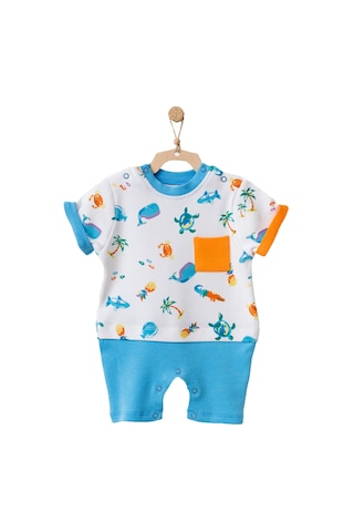 Andywawa Erkek Bebek Doğa Temalı  Renkli Tulum AC21863R Mavi
