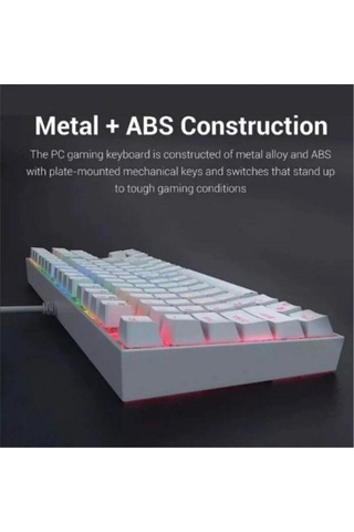 Beyaz Bkb4 Rgb Kırmızı Switch Q Gaming Tam Mekanik Kablolu Oyuncu Klavyesi