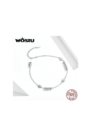 Wostu 925 Ayar Gümüş Papatya Çiçek Bilezik Kadınlar Için Düğün Bilezikler Gümüş