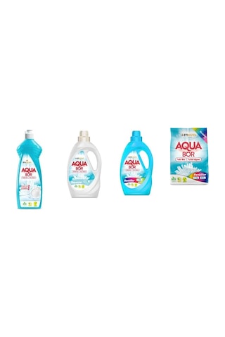 Aquabor Doğal Mineralli Elde Bulaşık + Sıvı Beyaz + Sıvı Renkliler + 4 Kg Renkliler 4 Lü Set