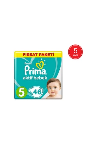 Prima Pampers Aktif Bebek Junior Bebek Bezi 11-16 KG 5 Beden 5 x 46 Adet 5'li