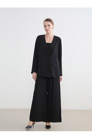 Lcw Everyday Siyah Kruvaze Yaka Kadın Blazer Ceket