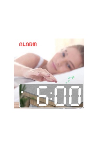 Aynalı Alarm Saat Takvimli Termometre Led Dijital Modern Masa Saati Diğer