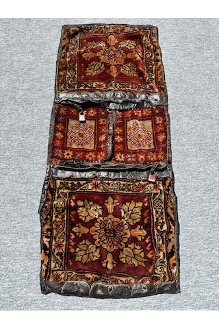 Burak Halı El Dokuma Antika Derili Heybe Kök Boya Kilitli 47 x 114