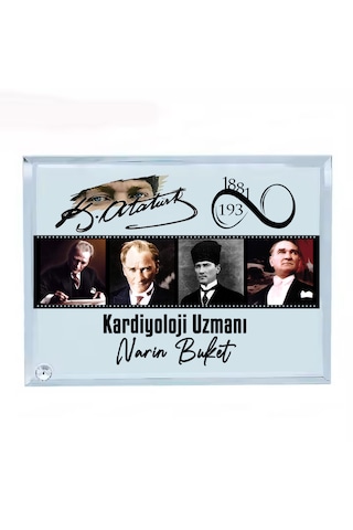 Atatürk Hediyesi Unvan Ve İsimli Kişiye Özel Baskılı Cam Çerçeve