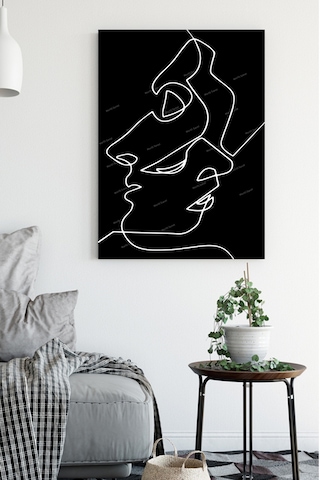Yüzler ve Suretler Minimalist Modern Sanatsal Kanvas Tablo 50 x 70 y