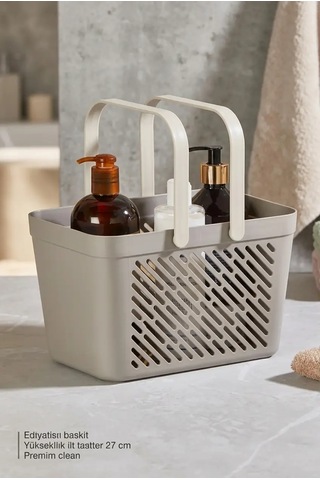 12'li Gri Çok Amaçlı Kulplu Sepet Mutfak Banyo Organizer Ekonomik Set Çok Renkli
